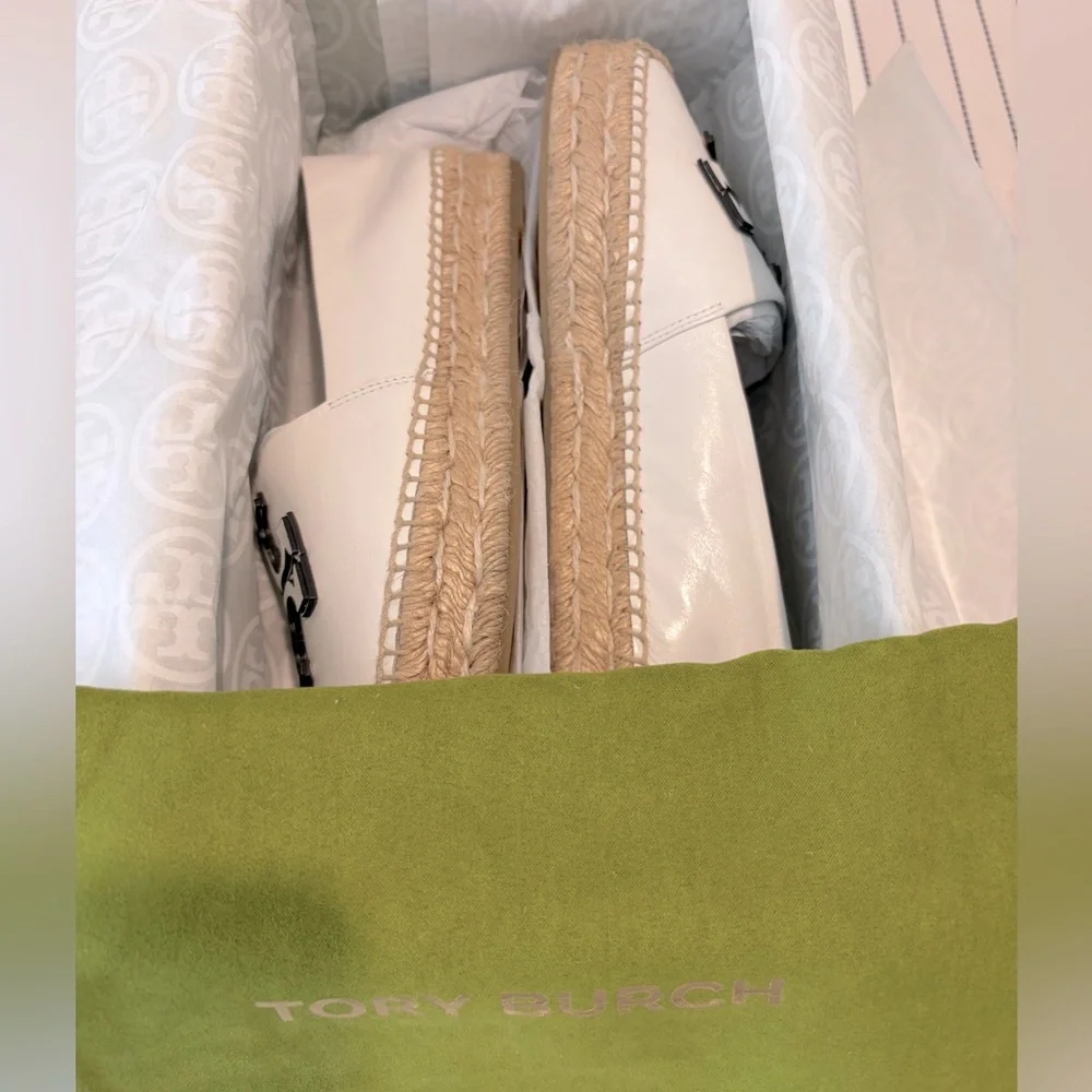 Tory Burch INES PLATFORM ESPADRILLE - Gardenia - Size 5